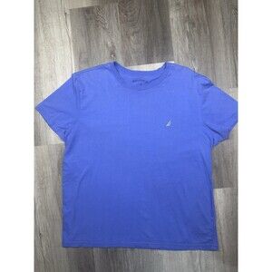 Nautica T-Shirt Mens Blue Large Solid Short Sleeve Crew Neck Pullover